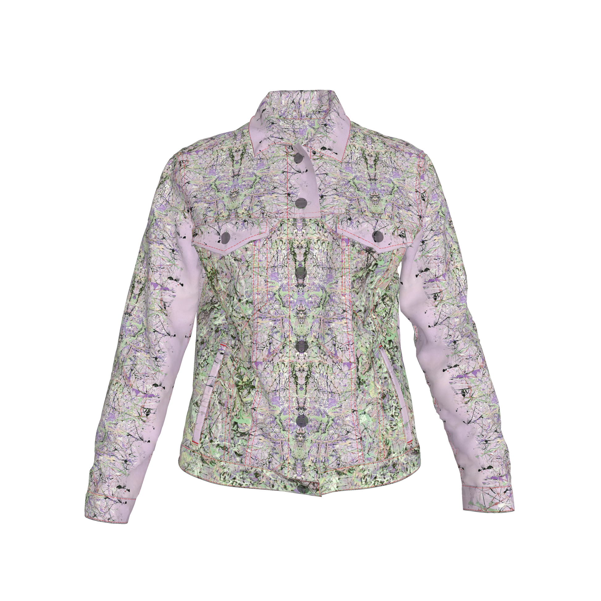 💜 Lilac & Green Splatter Canvas Jean Jacket