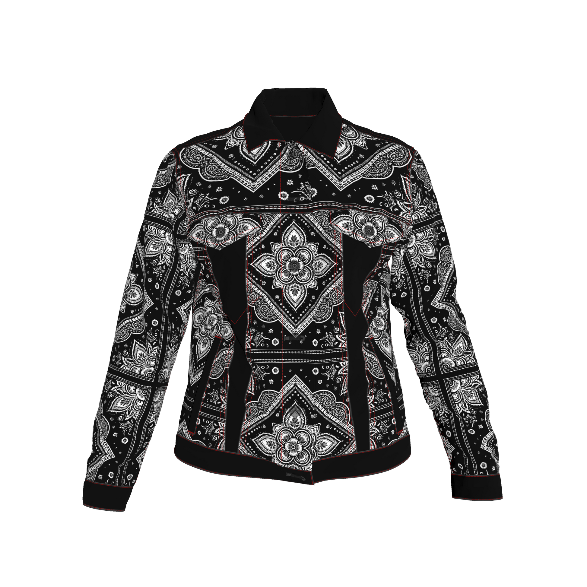 Bandana Print Women's Jean Jacket ⚫🤍