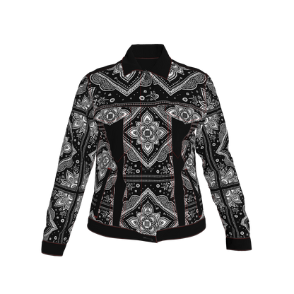 Bandana Print Women's Jean Jacket ⚫🤍