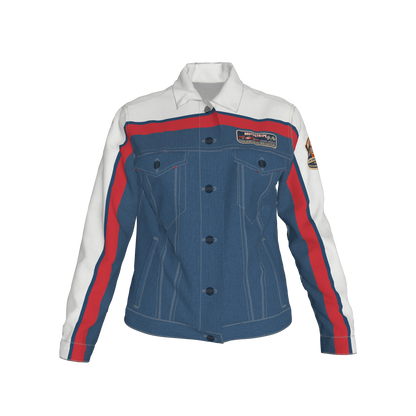 Retro MotoStripe™ Jean Jacket – Red, White & Blue