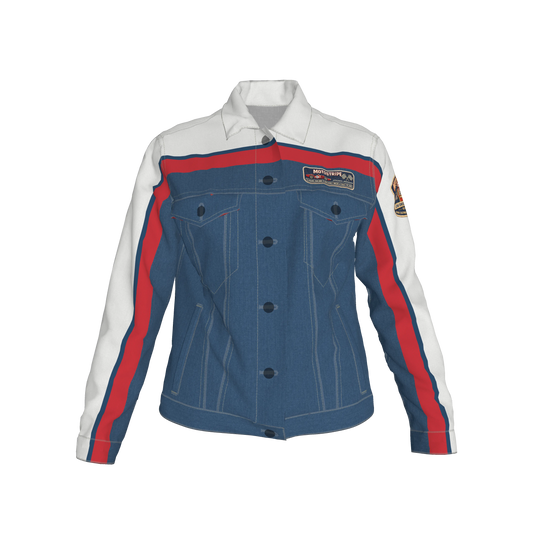 Retro MotoStripe™ Jean Jacket – Red, White & Blue