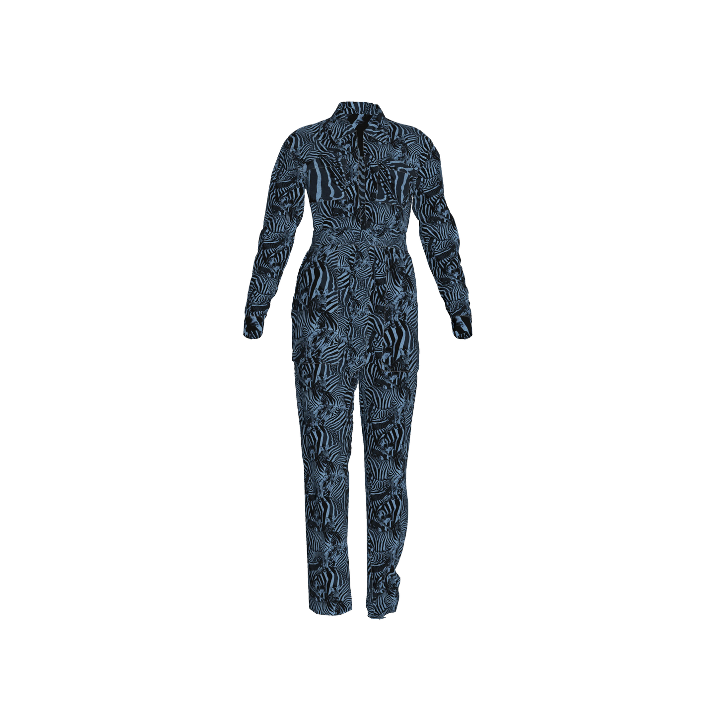 Blue Zebra Zip-up Jumpsuit