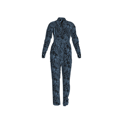 Blue Zebra Zip-up Jumpsuit