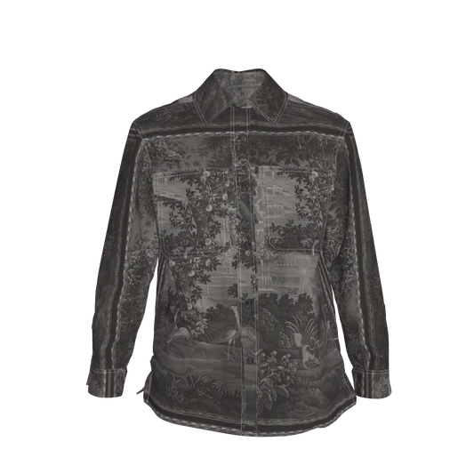 Tapestry Gray Snap Shirt - Shirt Jacket in Lightweight Cotton Poplin