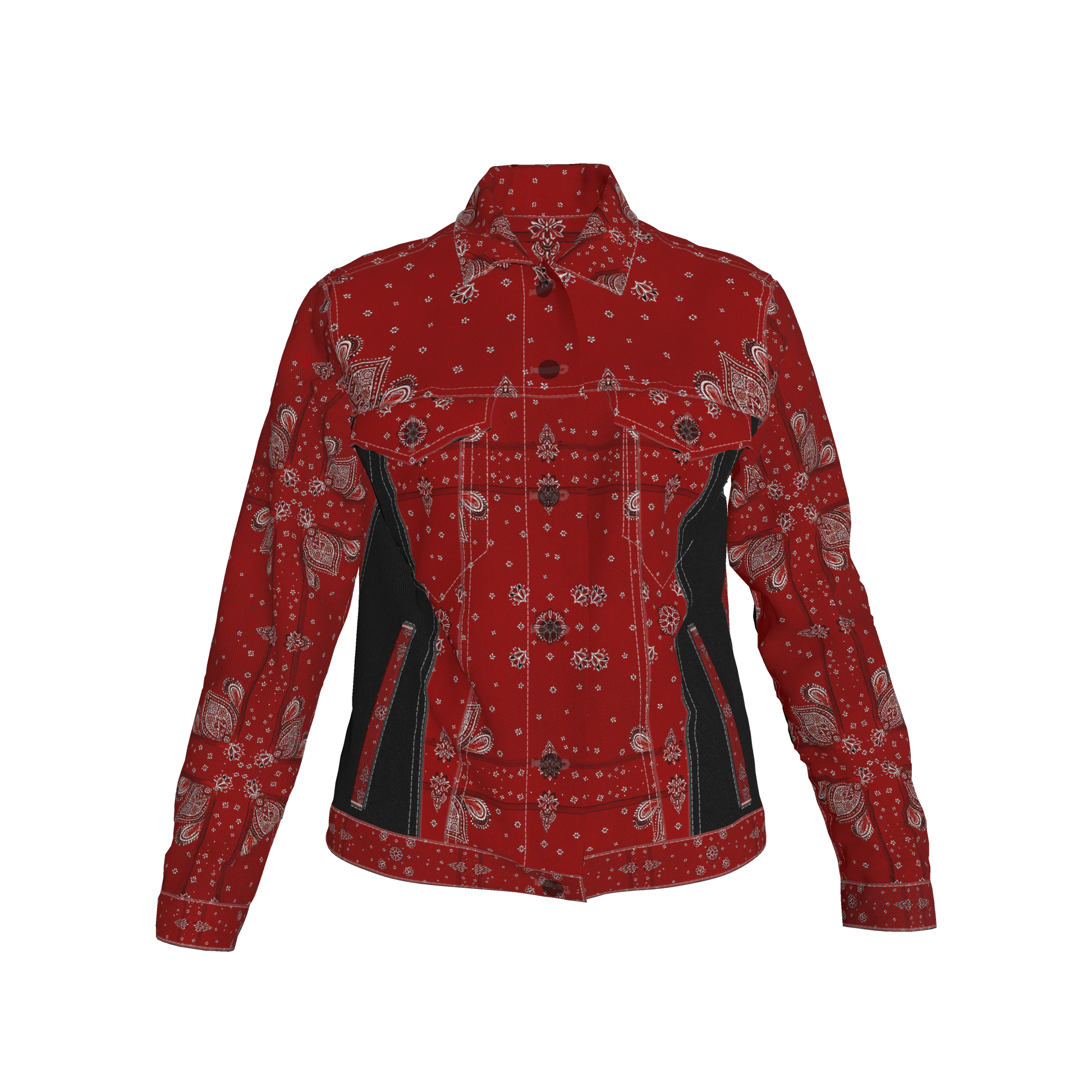 Red Bandana Women's Jean Jacket