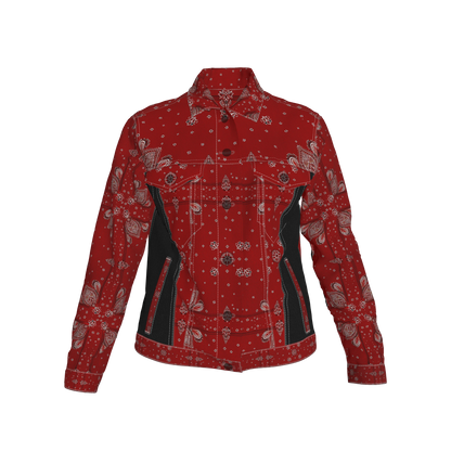 Red Bandana Women's Jean Jacket