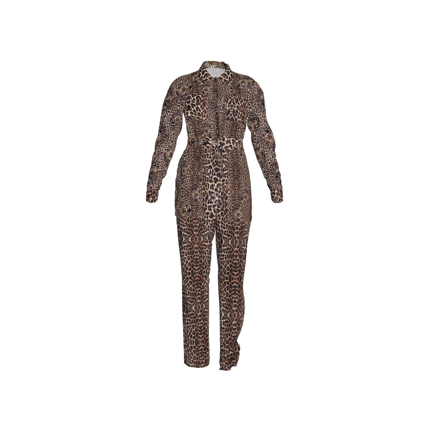 Leopard Head Zip Up Jumpsuit