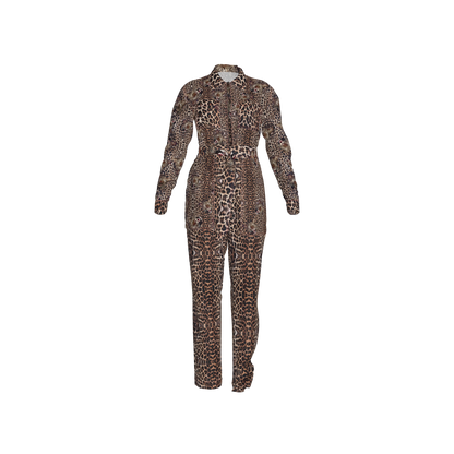 Leopard Head Zip Up Jumpsuit