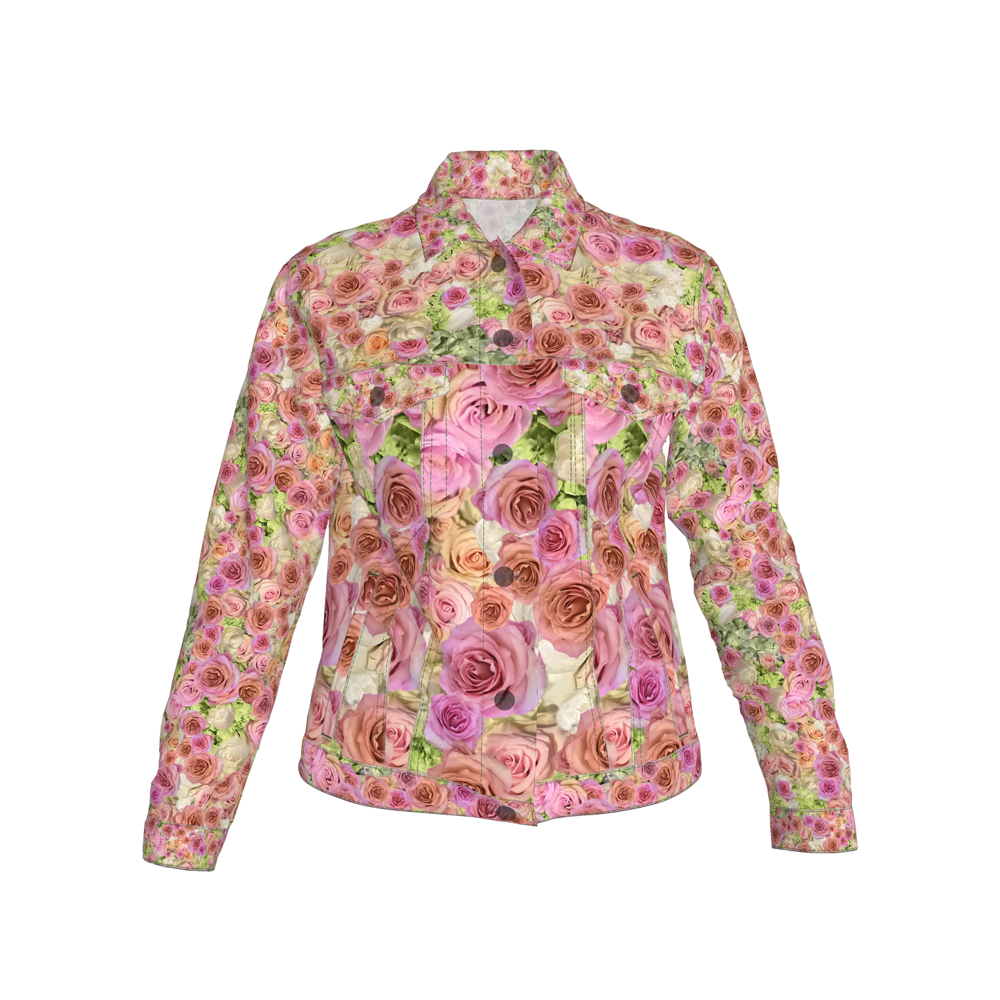 Rose & Hydrangea Women’s Jean Jacket 🌹🌸💚 