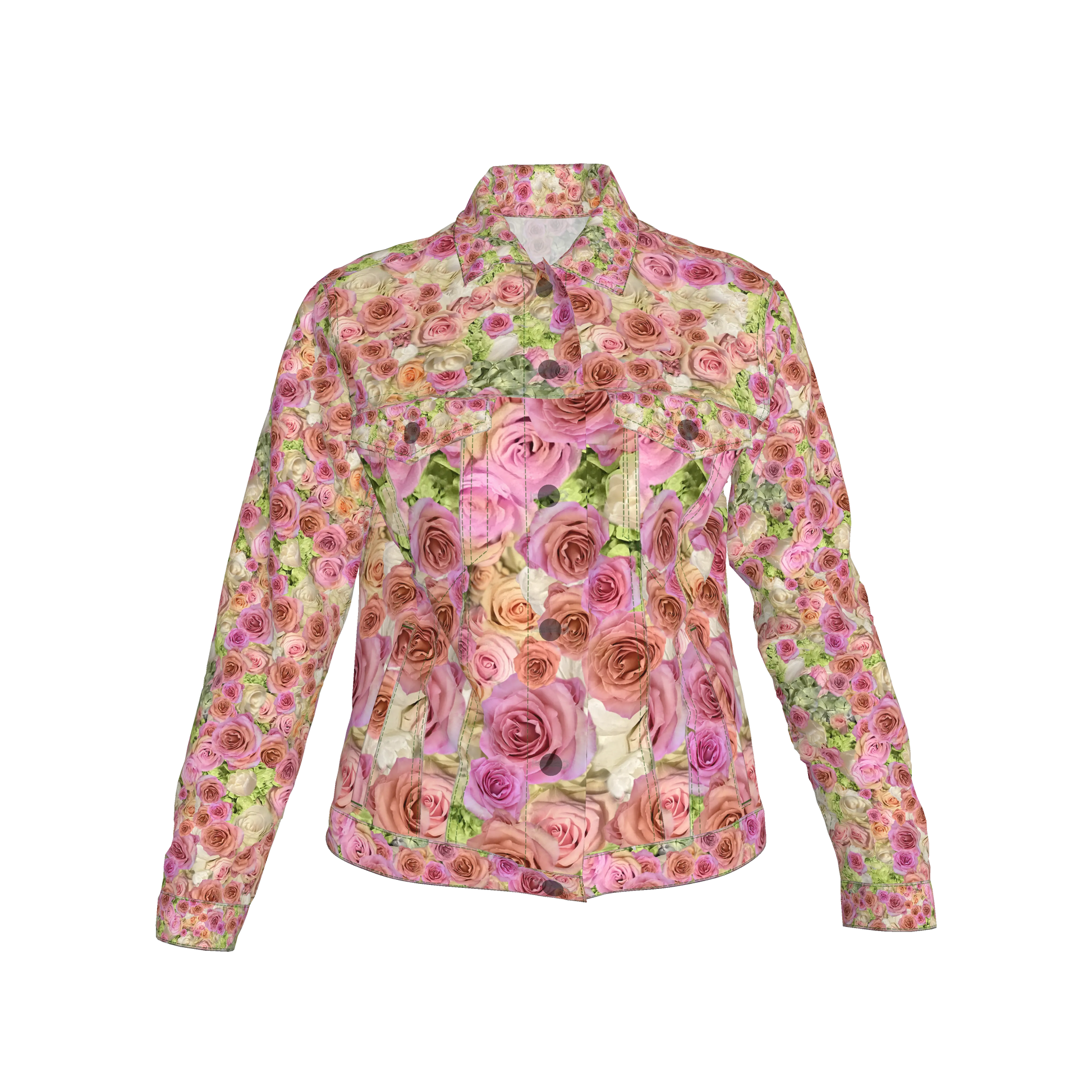 Rose & Hydrangea Women’s Jean Jacket 🌹🌸💚 