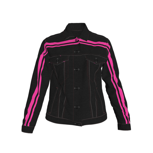 The Pink MotoStripe™ Jean Jacket 🖤💖🏁