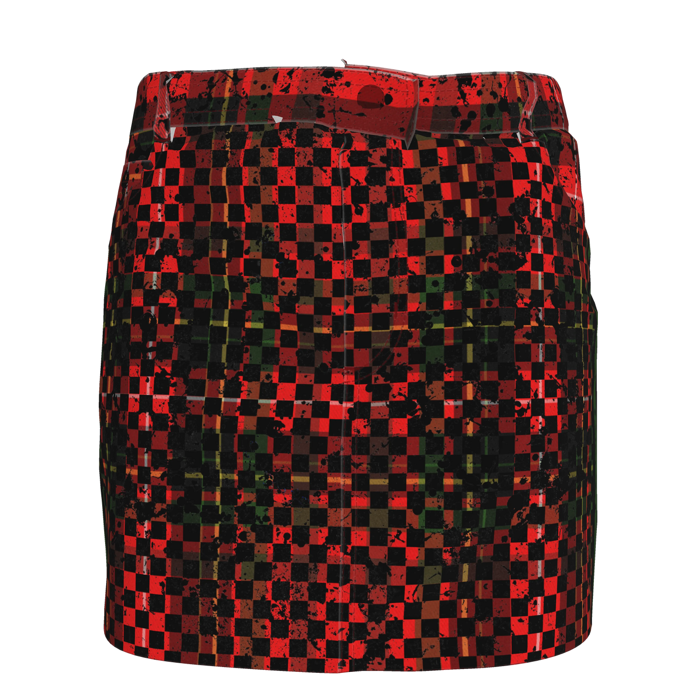 Tartan Check Splat MotoStripe™ Jean Skirt