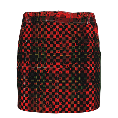 Tartan Check Splat MotoStripe™ Jean Skirt