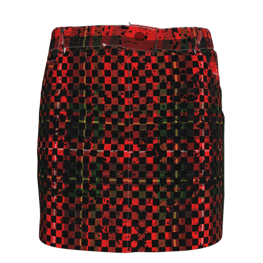 Tartan Check Splat MotoStripe™ Jean Skirt