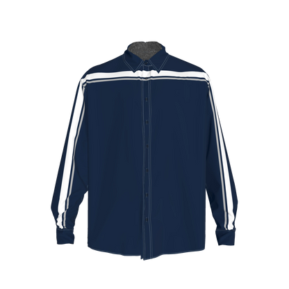 Navy MotoStripe™ Oversized Men’s Button-Down Shirt 💙⚡