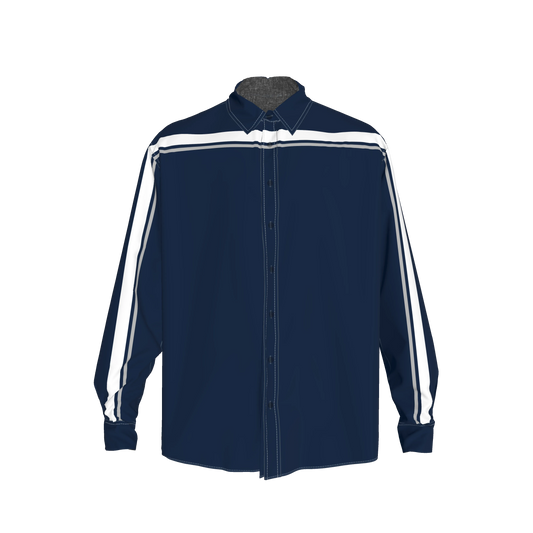 Navy MotoStripe™ Oversized Men’s Button-Down Shirt 💙⚡