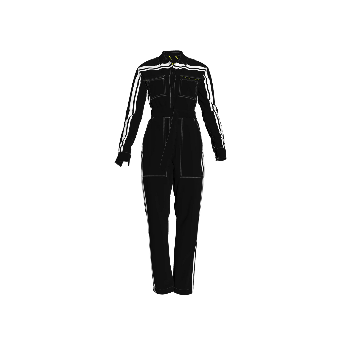 Black & White MotoStripe™ Jumpsuit Button Up