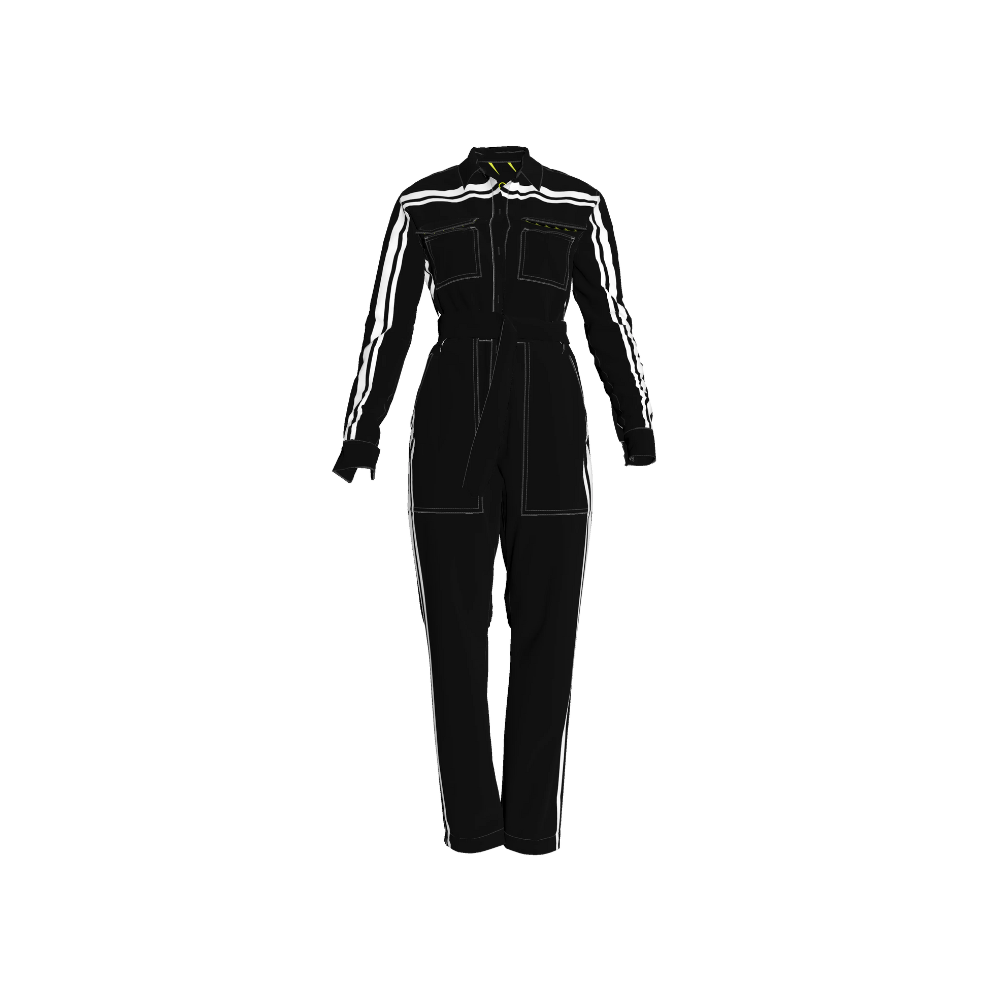 Black & White MotoStripe™ Jumpsuit Button Up
