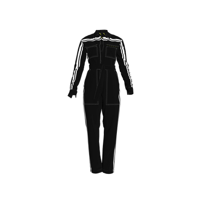 Black & White MotoStripe™ Jumpsuit Button Up