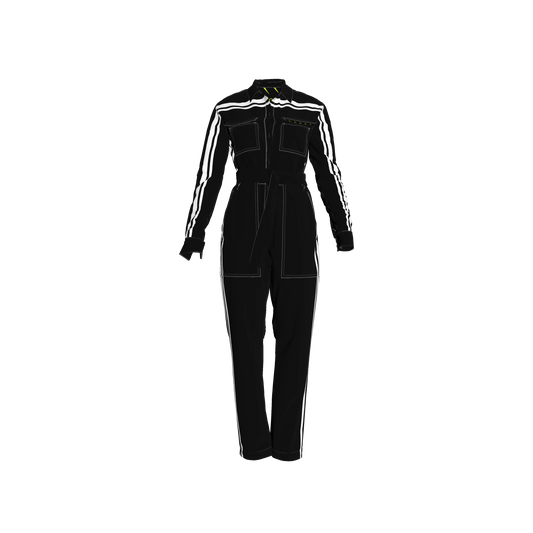 Black & White MotoStripe™ Jumpsuit Button Up