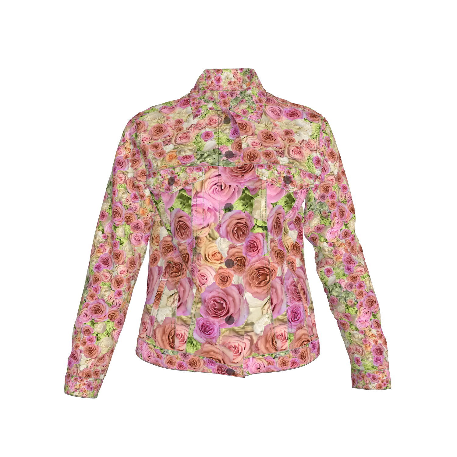 Rose & Hydrangea Women’s Jean Jacket 🌹🌸💚 