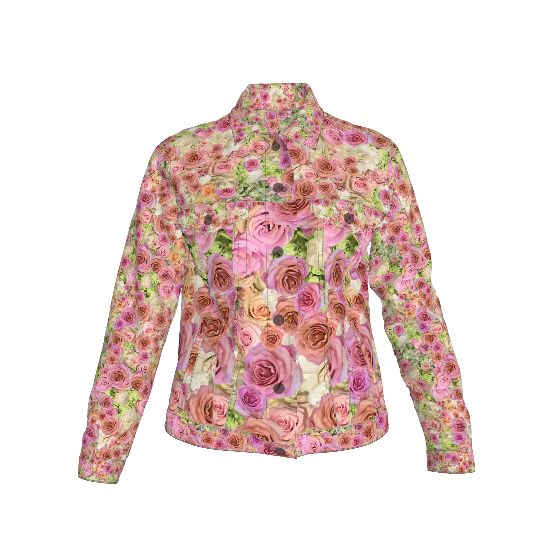Rose & Hydrangea Women’s Jean Jacket 🌹🌸💚 