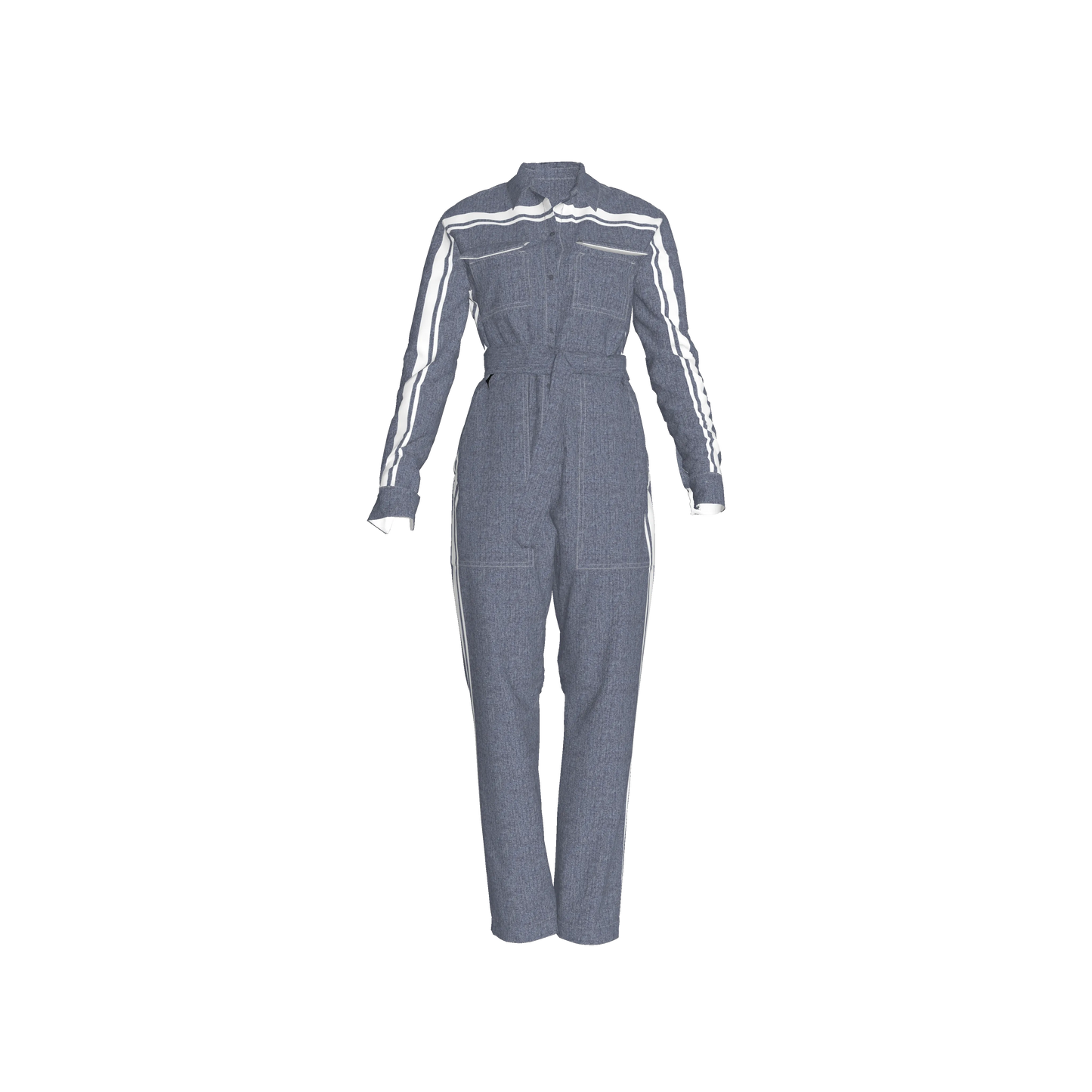 Acid Denim MotoStripe™ Button Jumpsuit