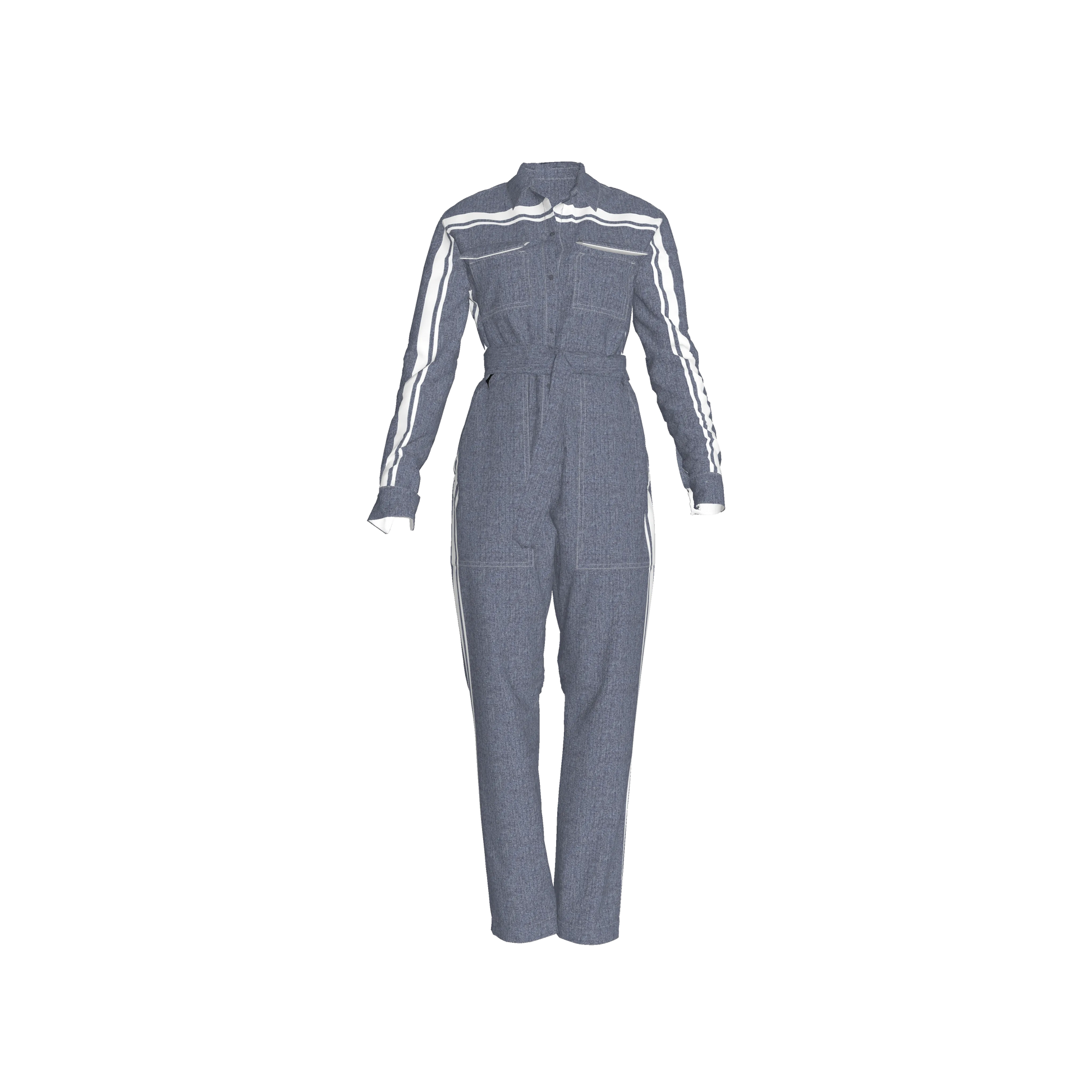 Acid Denim MotoStripe™ Button Jumpsuit