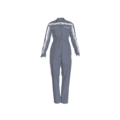 Acid Denim MotoStripe™ Button Jumpsuit