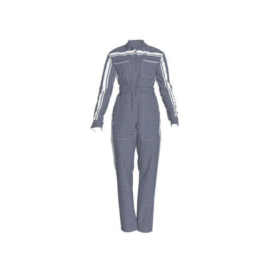 Acid Denim MotoStripe™ Button Jumpsuit
