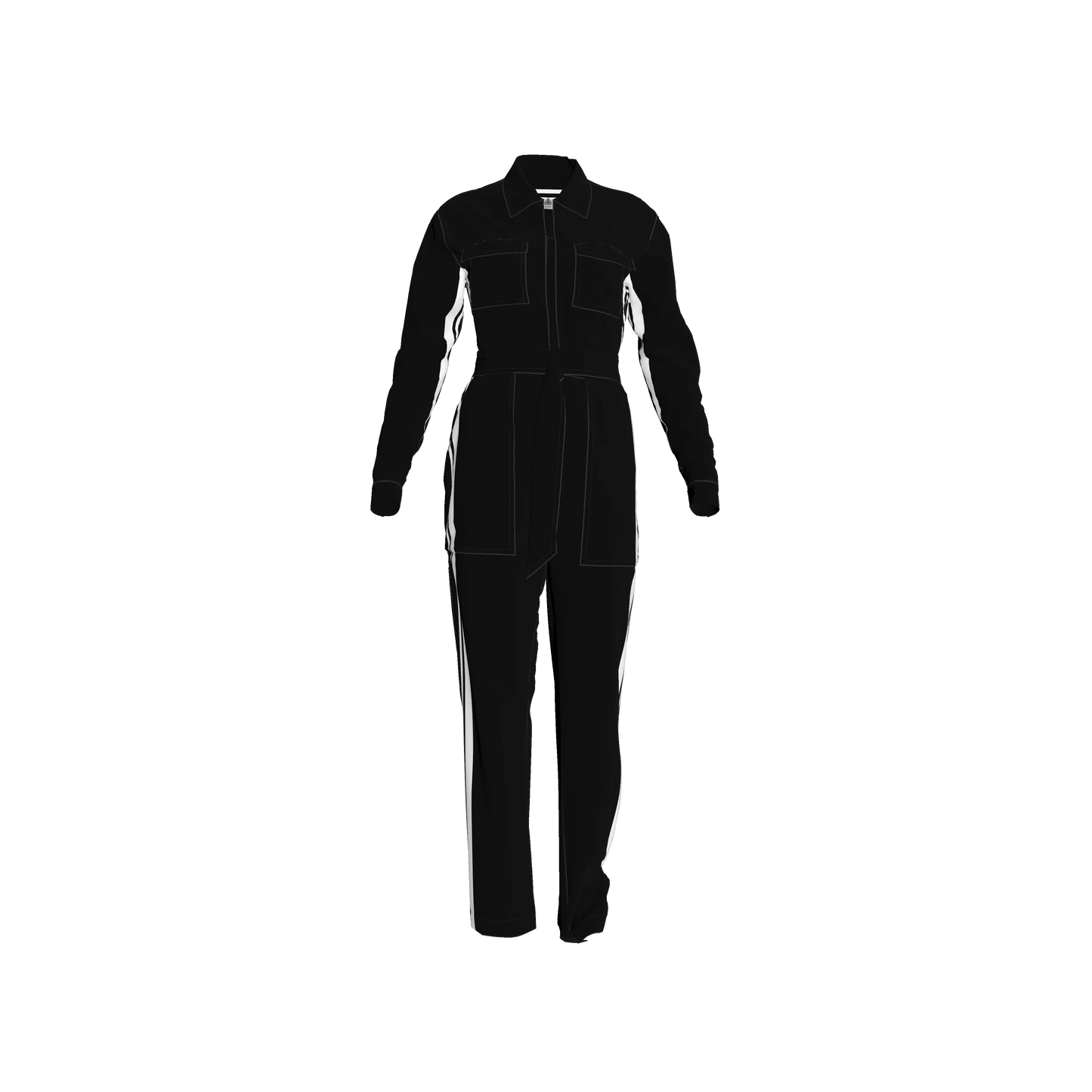Black & White Zip Lightweight MotoStripe™ Jumpsuit
