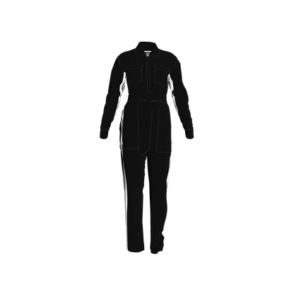 Black & White Zip Lightweight MotoStripe™ Jumpsuit