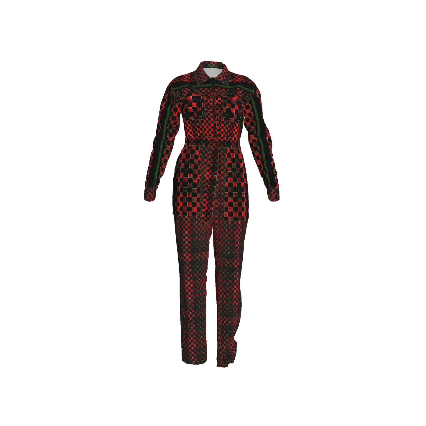 Tartan Chequed Splat MotoStripe™ Zip Jumpsuit