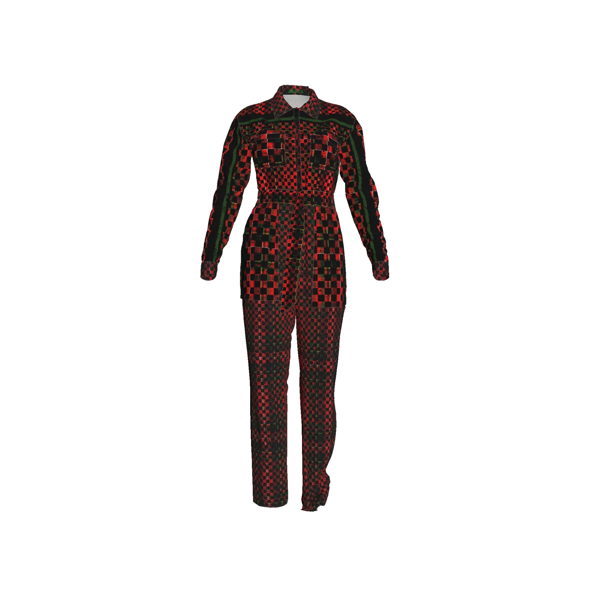 Tartan Chequed Splat MotoStripe™ Zip Jumpsuit