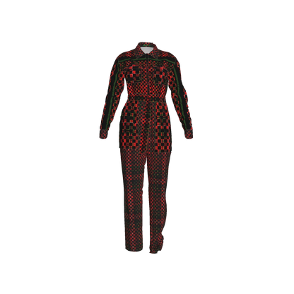 Tartan Chequed Splat MotoStripe™ Zip Jumpsuit