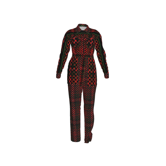 Tartan Chequed Splat MotoStripe™ Zip Jumpsuit