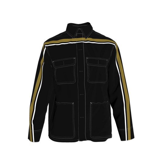 Gold & White MotoStripe™ Black Chore Coat ⚫✨🏈