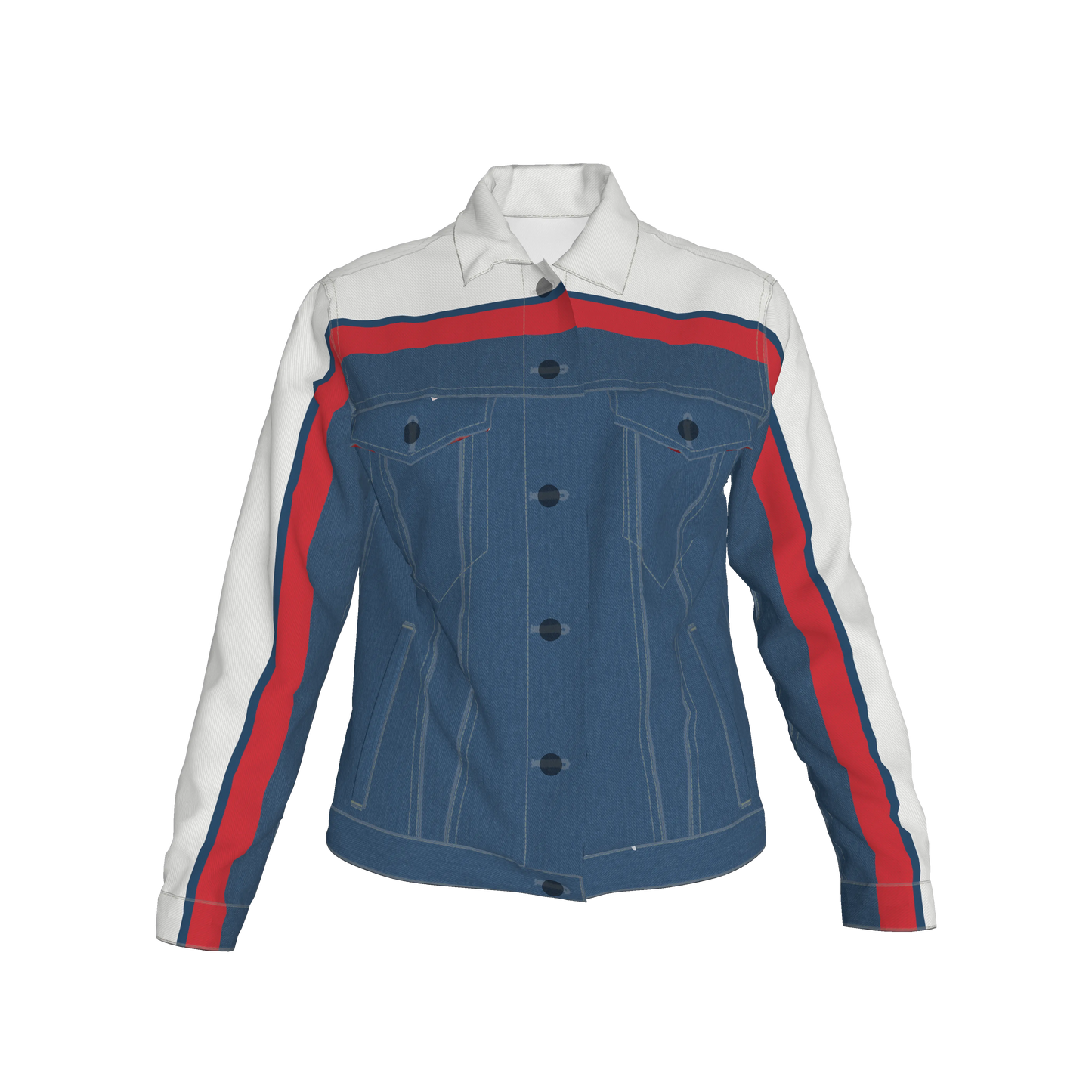 Retro MotoStripe™ Jean Jacket – Red, White & Blue