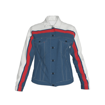 Retro MotoStripe™ Jean Jacket – Red, White & Blue