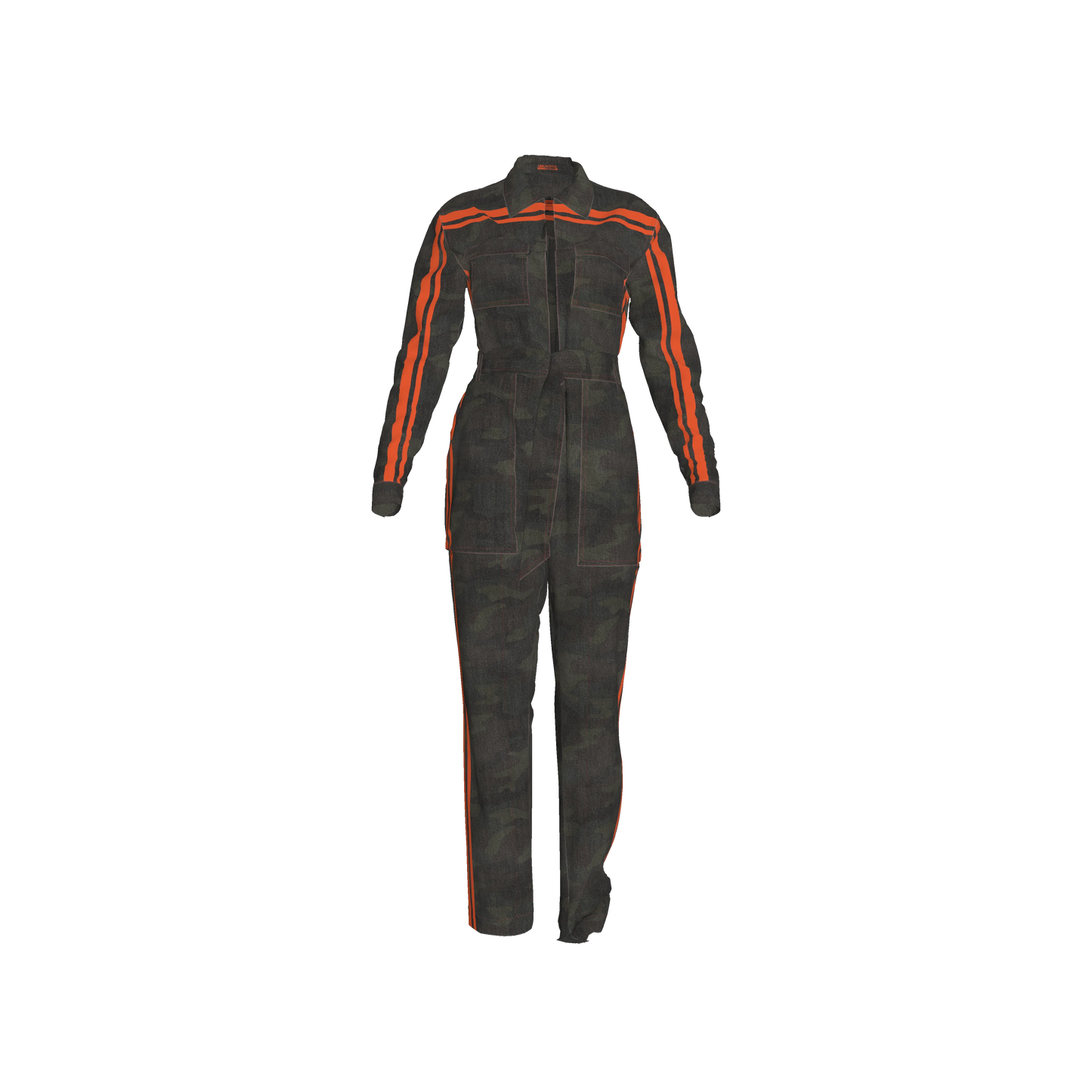 The Army Green Camo + Orange MotoStripe™ Jumpsuit