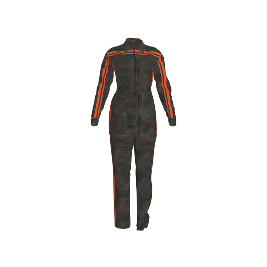 The Army Green Camo + Orange MotoStripe™ Jumpsuit