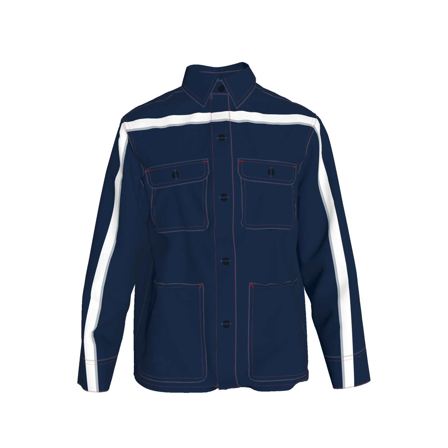 Navy Blue w/White Gray MotoStripe™ Coat
