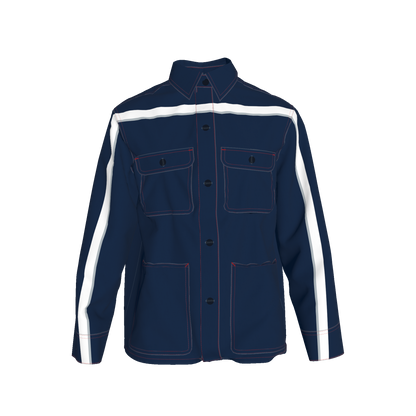 Navy Blue w/White Gray MotoStripe™ Coat