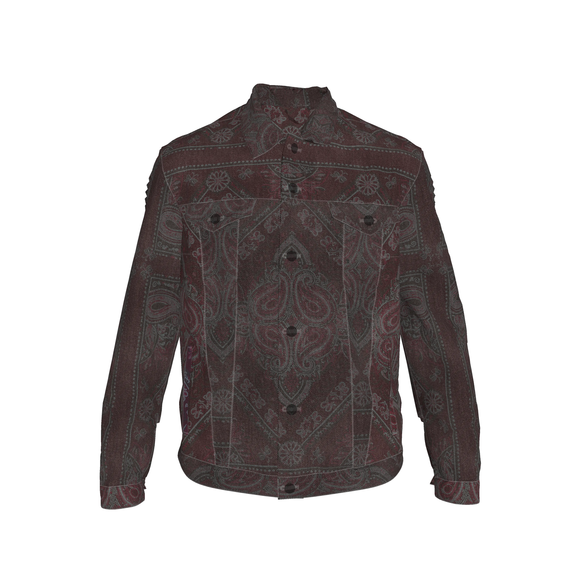 Burgundy Bandana Men's Jean Jacket