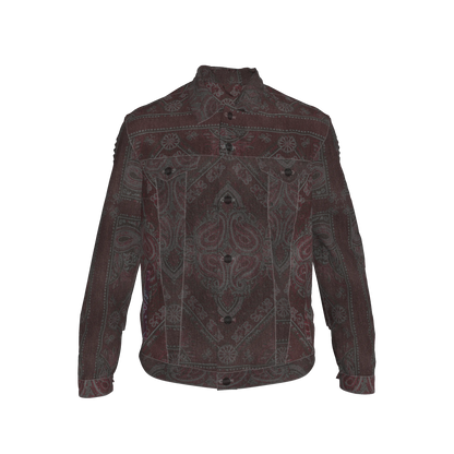 Burgundy Bandana Men's Jean Jacket