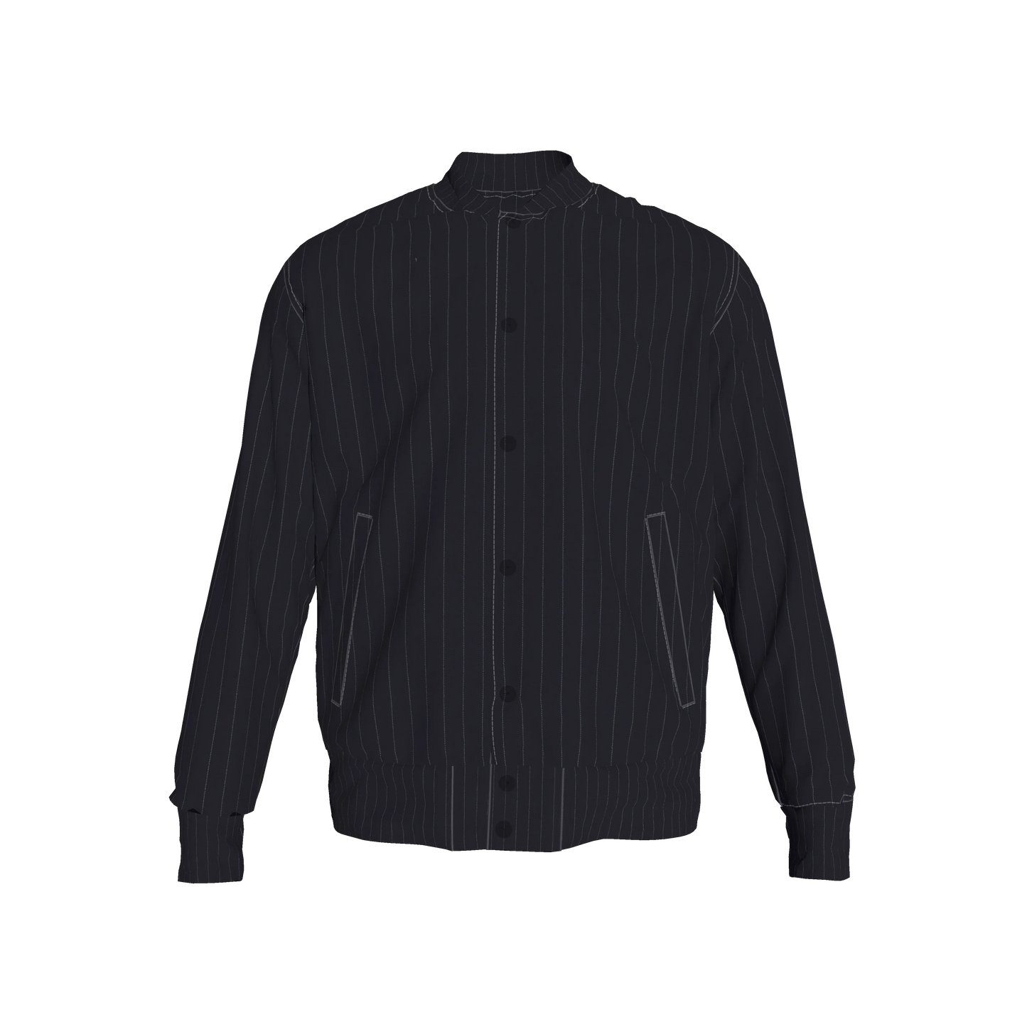 The Navy Pinstripe Snap Terry Baseball Jacket ⚾💙