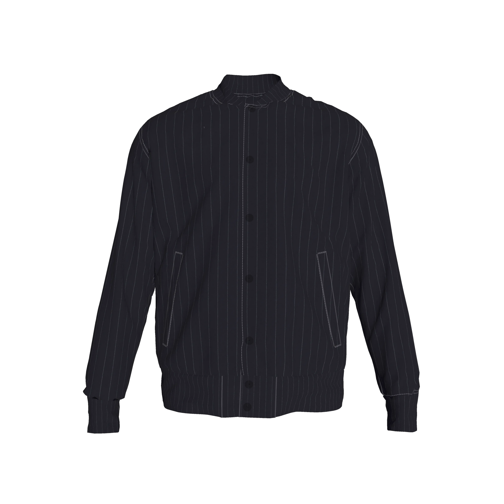 The Navy Pinstripe Snap Terry Baseball Jacket ⚾💙