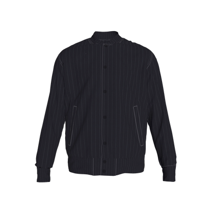 The Navy Pinstripe Snap Terry Baseball Jacket ⚾💙