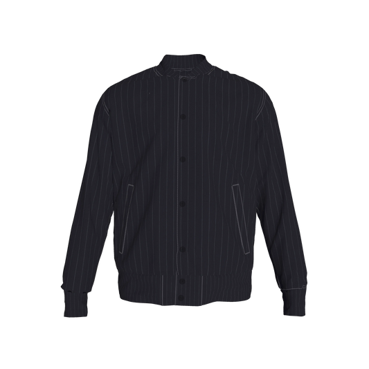 The Navy Pinstripe Snap Terry Baseball Jacket ⚾💙