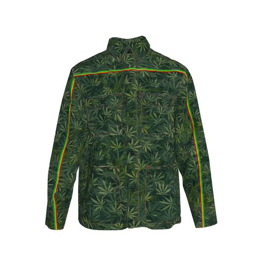 The Rasta MotoStripe™ Leaf Camo Chore Coat 🌿❤️💛💚